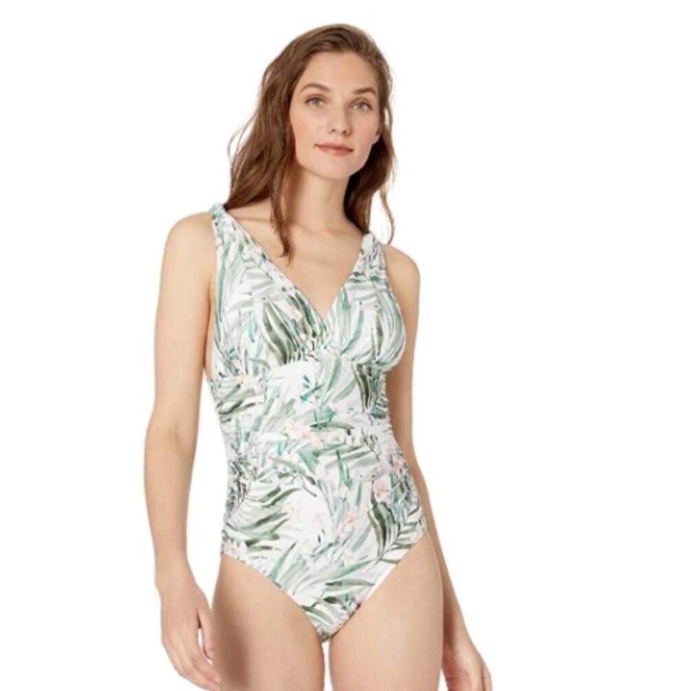Athena Over the Shoulder Surplice One Piece Swimsuit, Multi, Women's 8